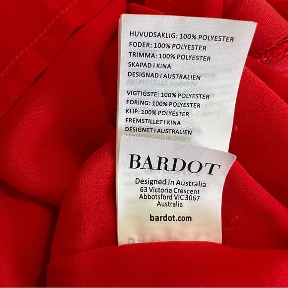 Bardot Red Satin Pleated Lattice Gown Midi Maxi Dress Size 4 Formal - Picture 11 of 13